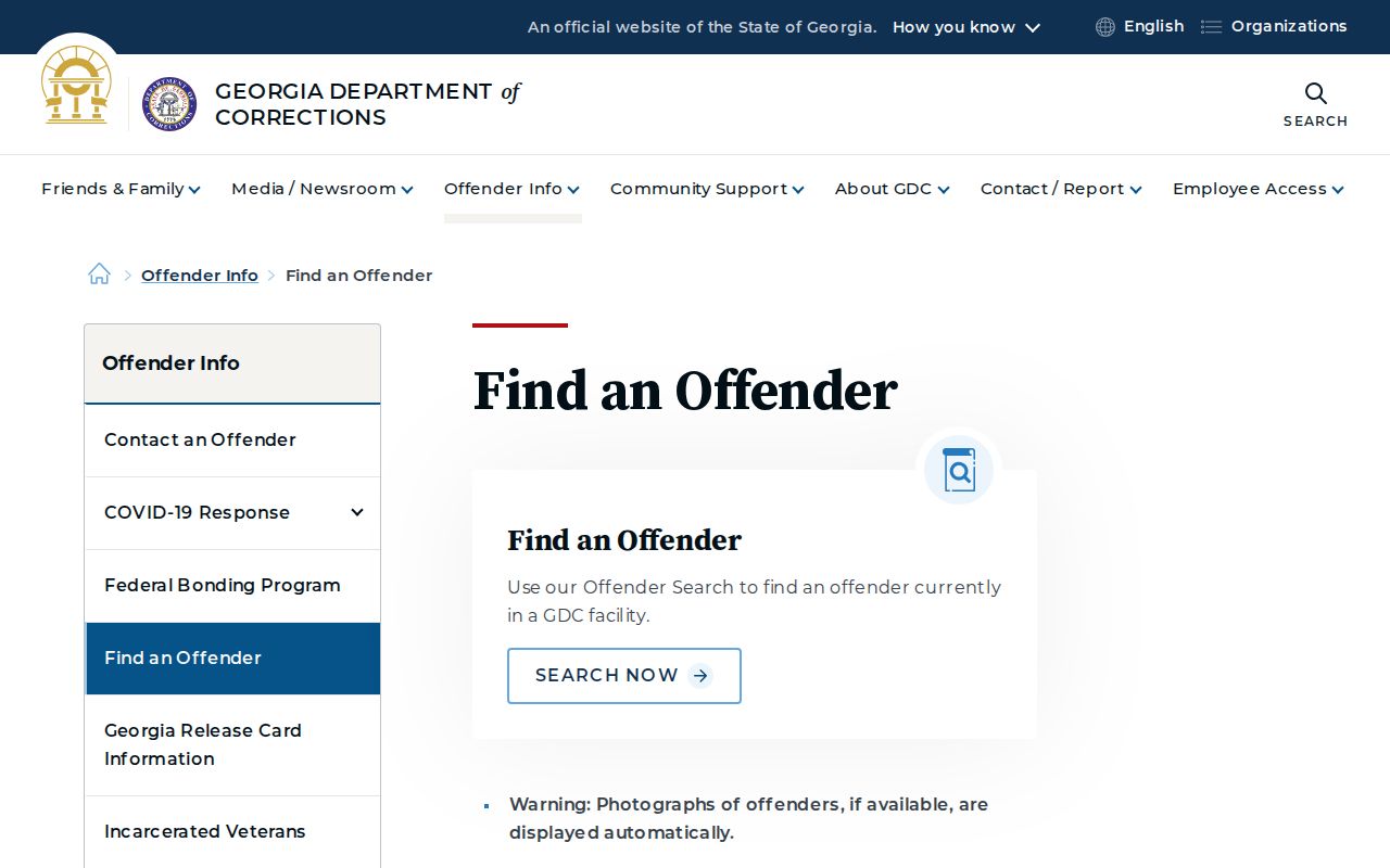 GDC sentenced offender lookup used after a Long County arrest and state sentence
