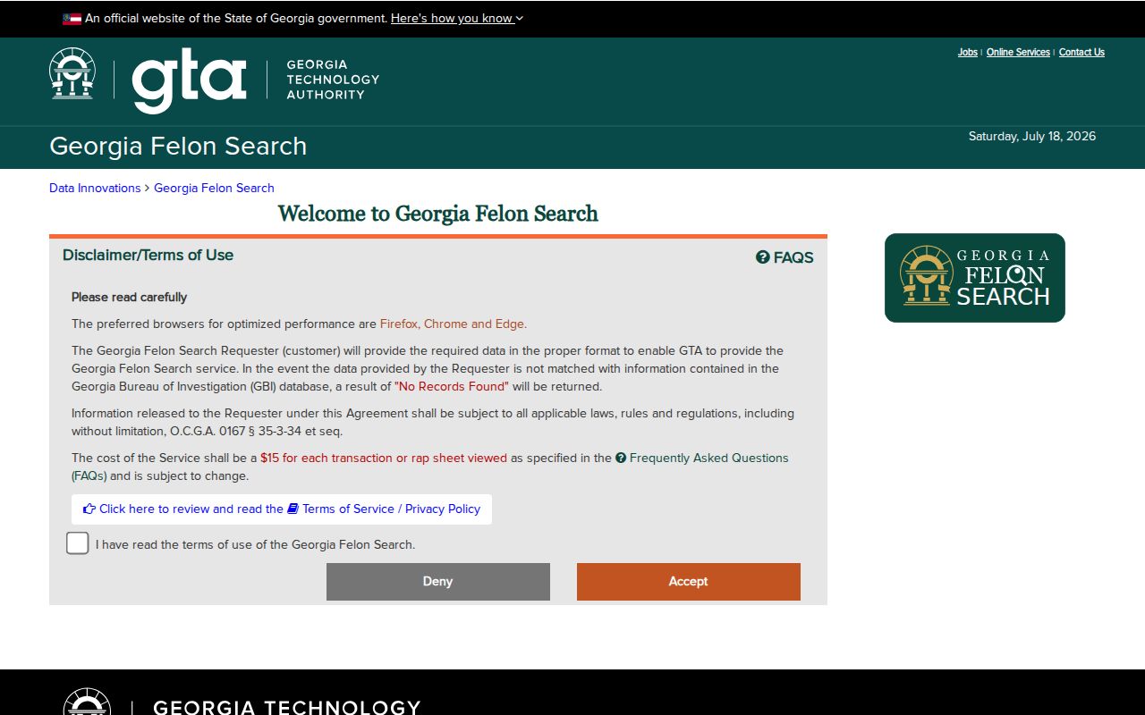 Long County criminal history Georgia Felon Search fields