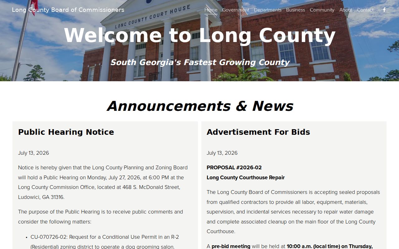 Long County government and courthouse information in Ludowici