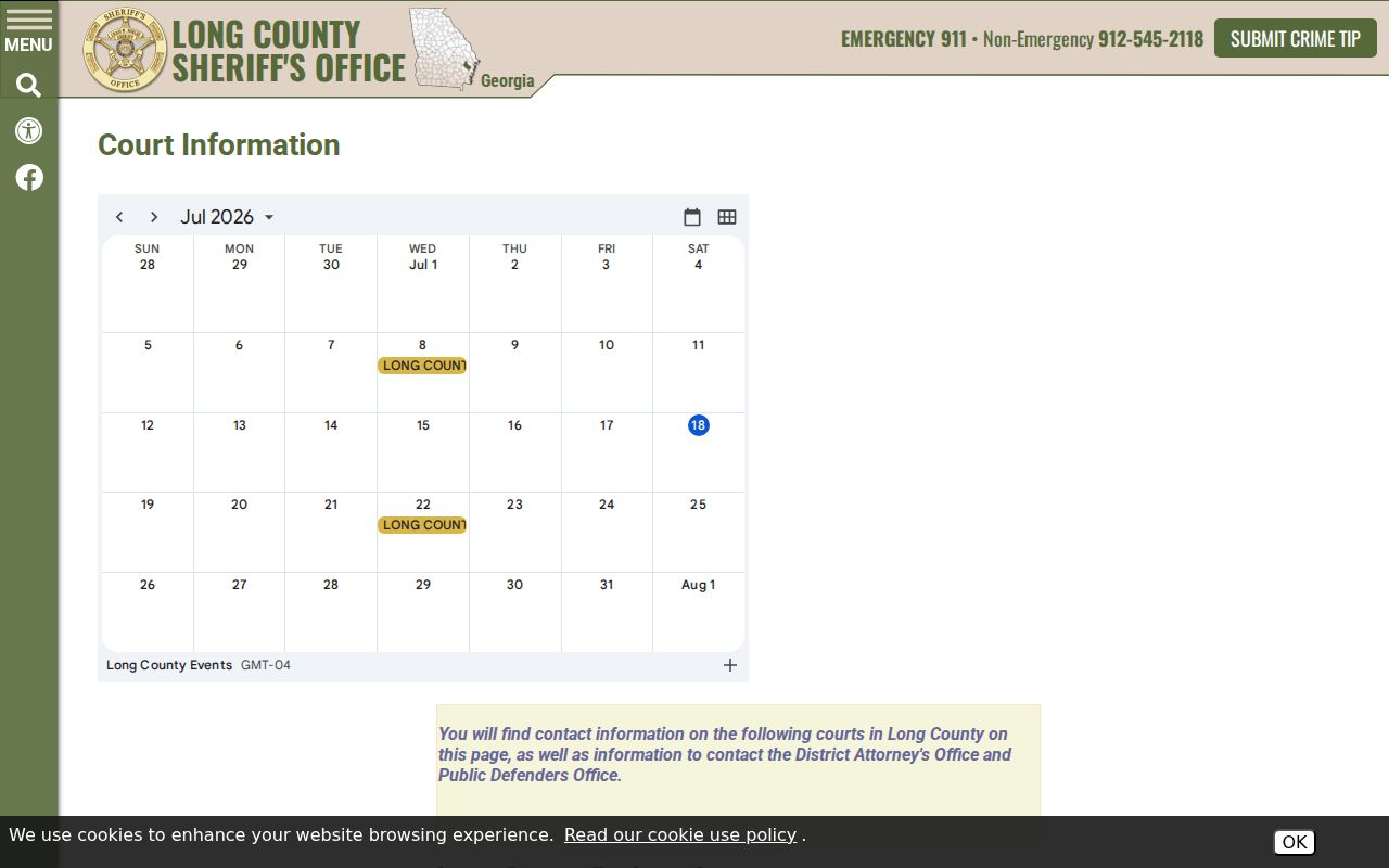 Official Ludowici and Long County court contact listings