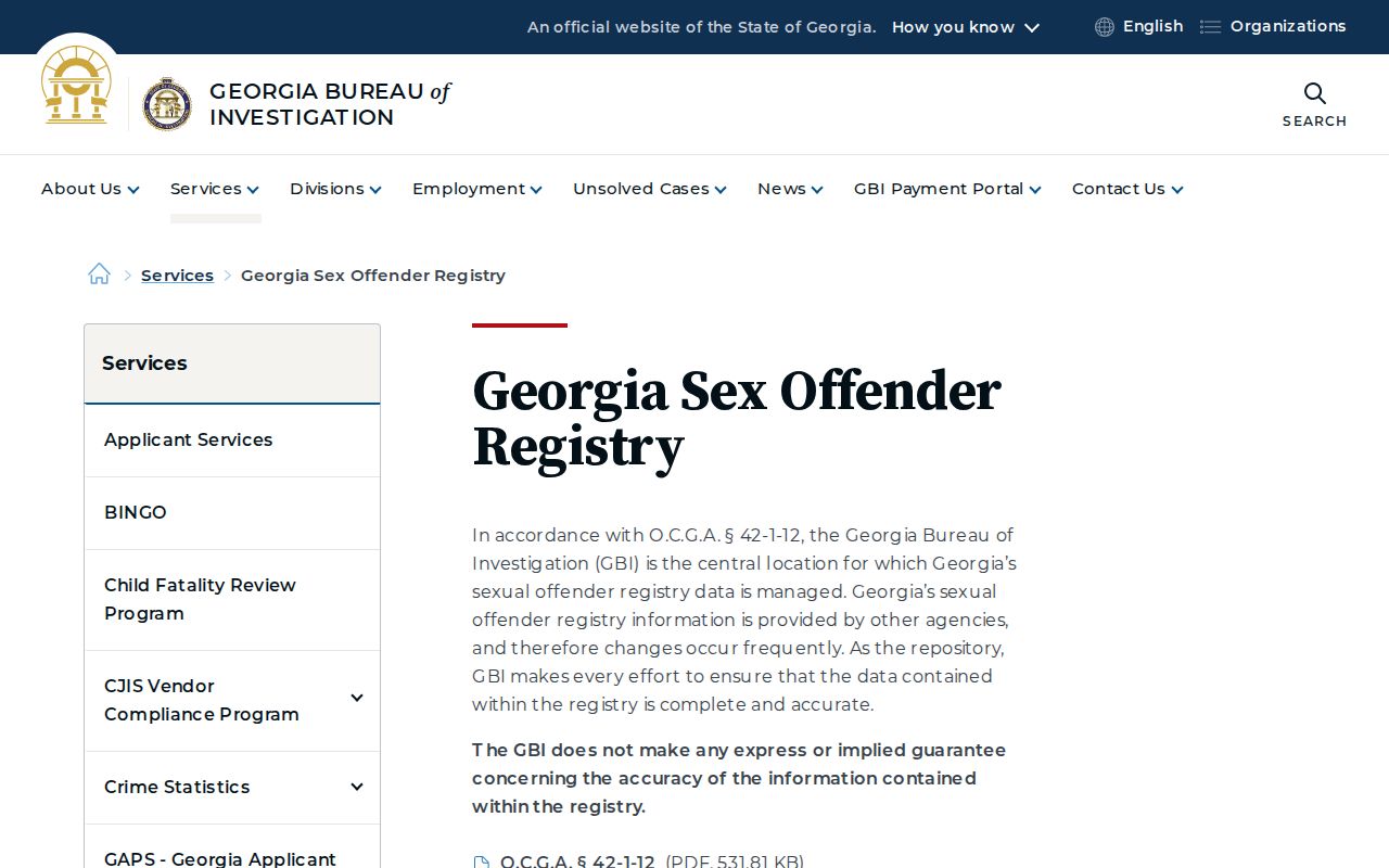 Long County sex offender search through the Georgia registry interface
